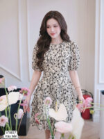 Đầm Tầng Tay Bồng Họa Tiết Ngôi Sao - V1807