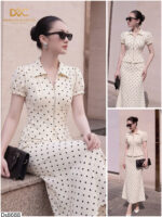 Bộ Trang Phục Chấm Bi  Peplum Cổ Điển - DS8688