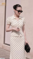 Bộ Trang Phục Chấm Bi  Peplum Cổ Điển - DS8688