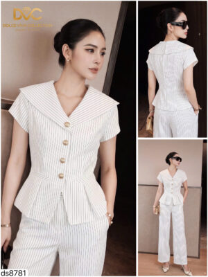 Bộ CÔNG SỞ Sọc Kẻ Sailor Peplum Cổ Điển - DS8781