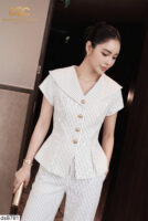 Bộ CÔNG SỞ Sọc Kẻ Sailor Peplum Cổ Điển - DS8781